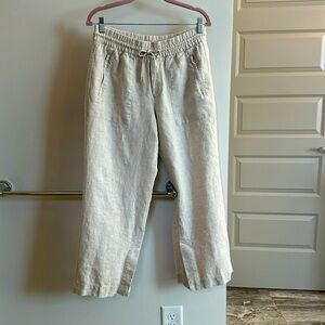 ATHLETA: RETREAT LINEN MID RISE WIDE LEG PANT; size SP (Small PETITE); like new!